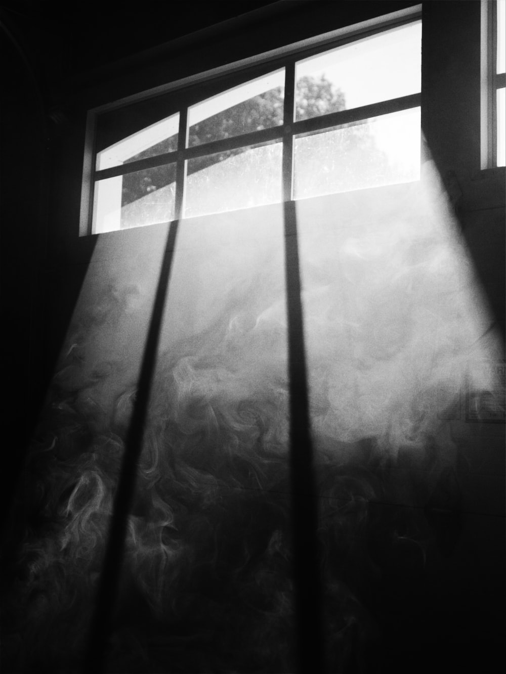 A grayscale picture of a steam room